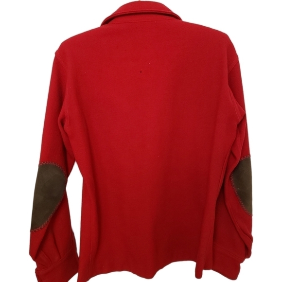 Vintage Woolrich Red Leather Patch Sleeve Button Up Shirt Red Mens 15 S - Picture 2 of 12